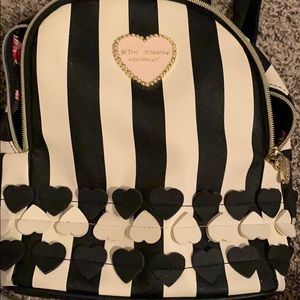 Betsy Johnson Black & White Heart Book bag.